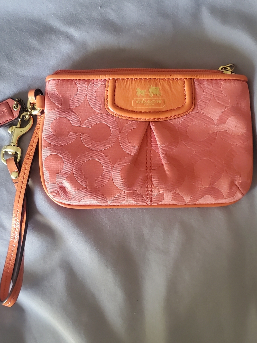Coach Coral Signature Wristlet